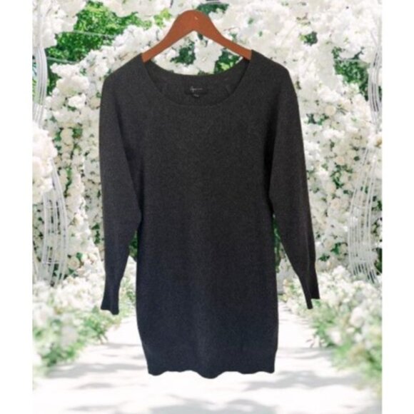 Aqua Cashmere Womens Dark Gray Sweater Dress XS 3/4 Sleeve 100% Cashmere - Picture 1 of 7